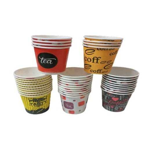 Eco-Friendly Disposable Paper Cups - 80-100ml Round, Multi-Printed Design | Biodegradable, Lightweight, Heat and Cold Resistant, Portable for Beverages