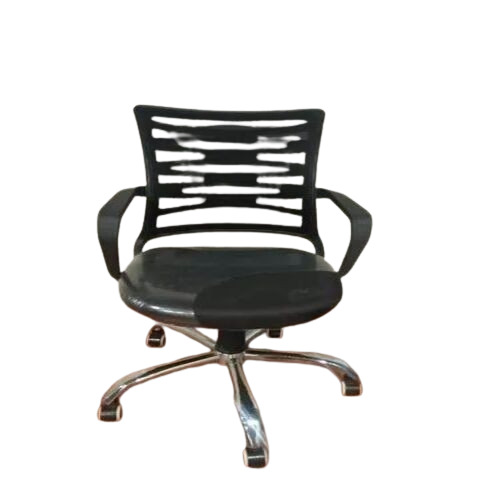 Executive Chairs - Steel Material Medium Back Height Adjustable 16-17 Inches | Black 3-Month Warranty