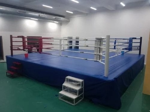 Floor Boxing Ring - Durable Synthetic Ropes, 25.6 Ft X 25.6 Ft Dimensions, 20 Ft X 20 Ft Playing Area, 100 Cm Height, Sturdy 4-inch Pipe Corner Poles