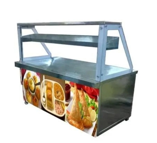 Food Display Counter - Stainless Steel, 5 Feet Height, Grey Finish | Attractive Design, Spacious Compartments, Temperature Control, Energy Efficient, Customizable Options, Durable and Hygienic Surfaces