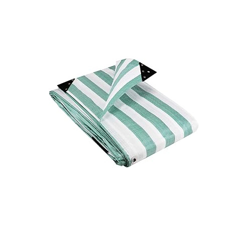 Green And White Plastic Tarpaulins - Polypropylene 8.6 Inch Width GSM 70 Vinyl Coated Waterproof | Design Type: Standard Woven Technique Plain Style