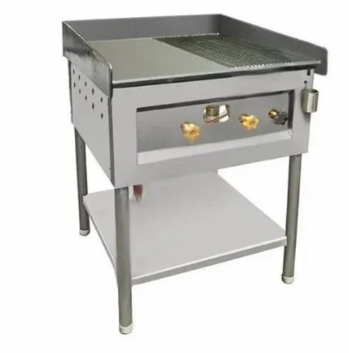 Stainless Steel Griddle Plate - 12mm Thick, 2 Burner, Grey | Ideal For Hotel And Home Use