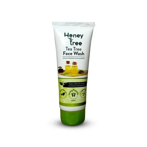Honey Tree Tee Tree Face Wash 100gm - Herbal Gel Paste, Green, Neem Tulsi Flavor | Non Medicated, Oil Free, Unisex for All Ages