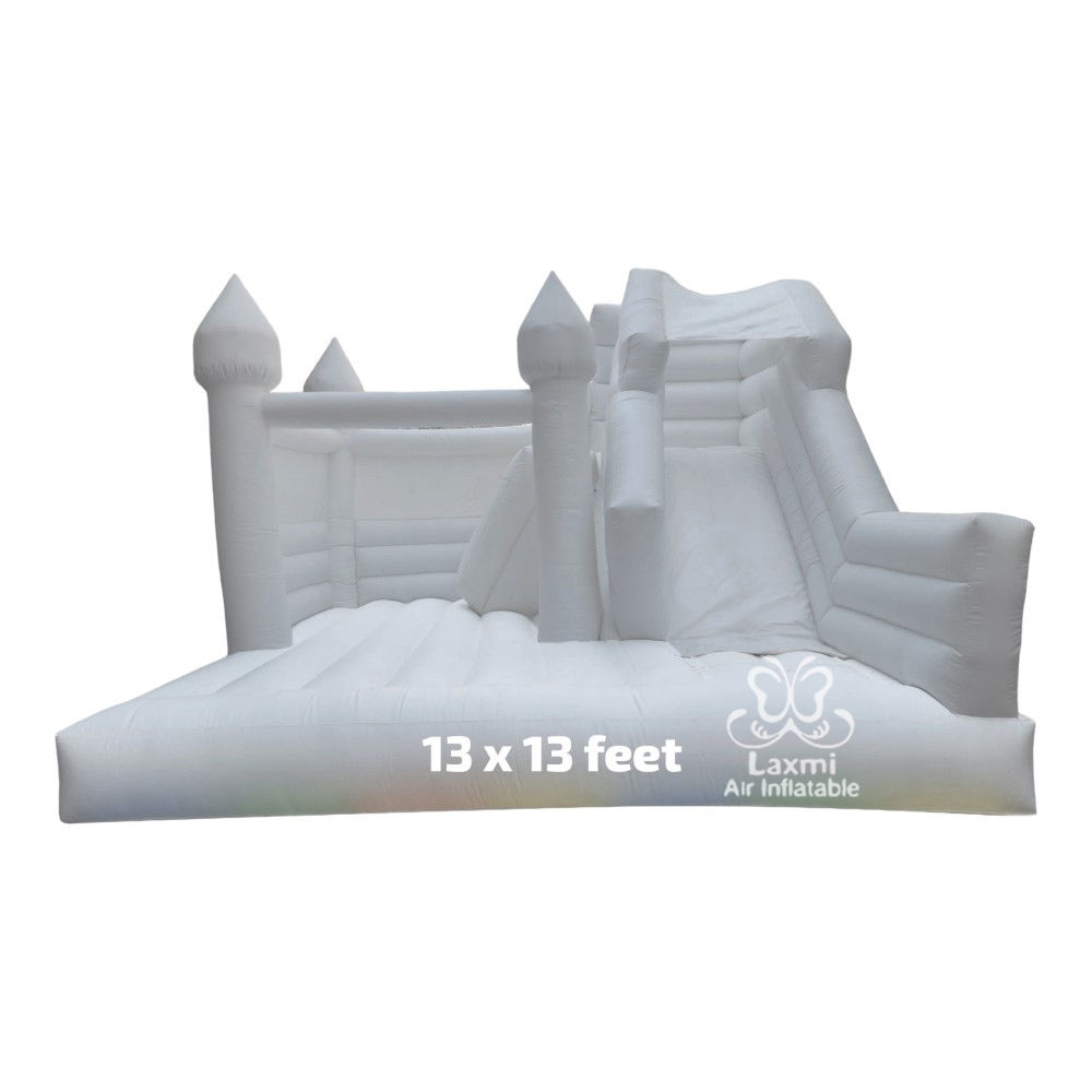 Inflatable White Bouncy Slide - Diameter: 18 Foot (Ft)