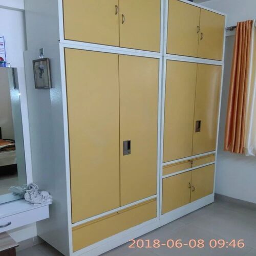 Iron Almirah Wardrobe - Iron 4 Doors Yellow and White | Designed for Optimum Home Use Customizable Size Attractive Multicolor Design