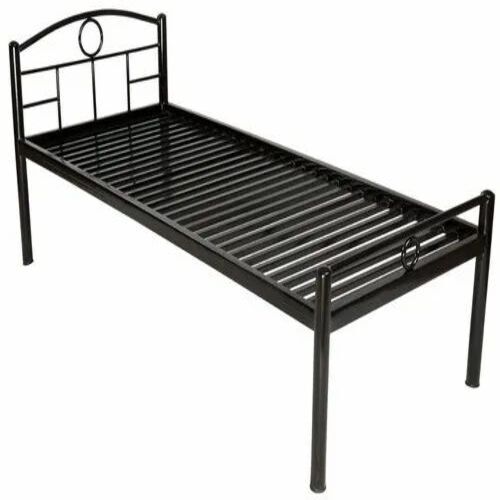 Nut Bolt Metal Bed - Steel Single Size Powder Coated Black Finish | Attractive Design for Optimum Comfort