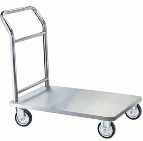 Platform Trolleys - Stainless Steel, Rectangular Shape, Silver Color | Ideal For Commercial Usage, Industrial Applications