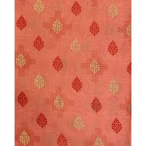 Pure Chanderi Fabric - 1 Meter, Orange | Premium Quality, Glossy Sheen, Soft Feel, Breathable, Stain & Wrinkle Resistant, UV-Proof, Luxurious Touch