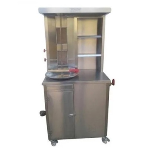 Shawarma Machine - Semi-Automatic, 3 Gas Burners, Standard Size | Stainless Steel Body, Silver Finish