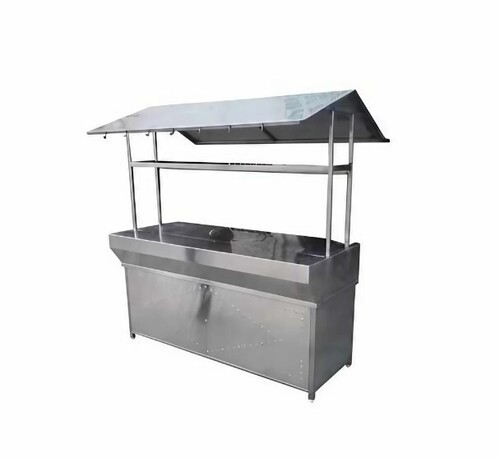 Stainless Steel Pav Bhaji Counter - SS202/SS304, Rectangular Shape, 4 Legs, Silver Finish | Durable Metal Construction, Versatile Catering Solution