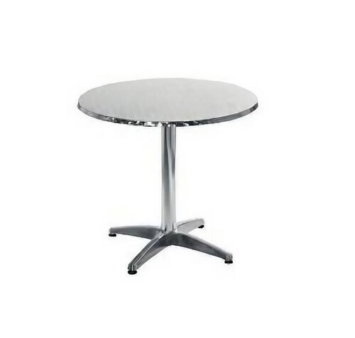 Standing Round Dining Table - Stainless Steel, 42" Height, Silver Finish | 4 Legs, Commercial Use, Non-Foldable