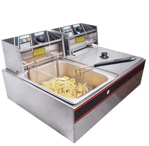 Automatic D-Fat Table Top Fryer - Stainless Steel 6X6 Ltr Size Matte Finish 5-10kg Weight
