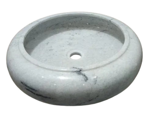 Wash Basin - Marble, Customized Size, Polished White Finish | Durable One-Piece Design, Deck Mounted, Long Lasting