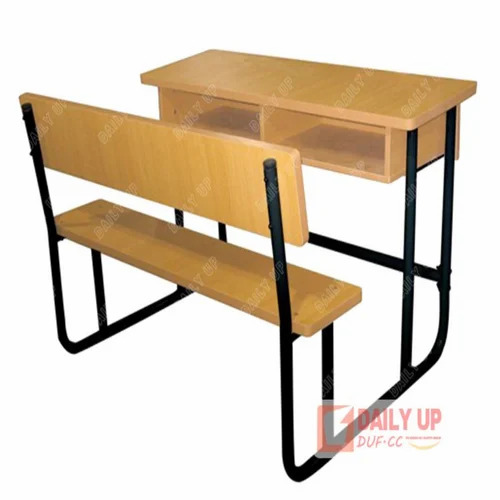 Dual Desk Bench - Wooden, 2 Seater, Cream Color | Designed for Optimum Comfort in Schools