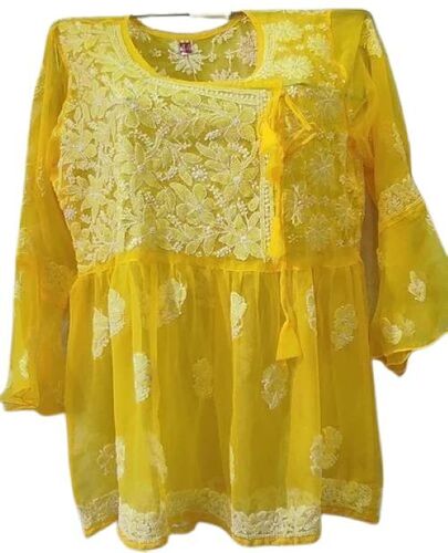 Yellow Chikankari Kurti