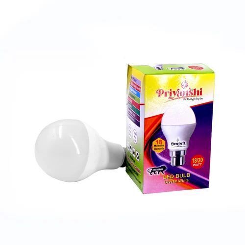 20 Watt LED Bulb - Ceramic Body, Round Shape, Cool Daylight 5000-6500 K | Durable Design, Eco-Friendly, Instant On, Shock Resistant, UV-Free
