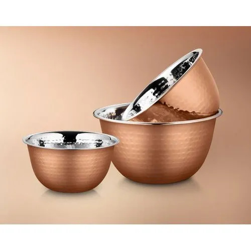 Stainless Steel Deep Mixing Bowl Set - 24 Cm Round, Polished Silver Finish | Durable Design For Home And Office Use