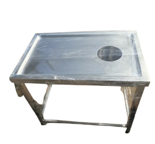 Dish Landing Table - Polished Stainless Steel Rectangular Shape Silver Color | Ideal for Hotels Restaurants and Hospitals