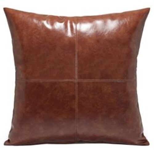 Leather Cushion - Square Shape, Brown Color | Luxurious Dry Clean Only Leather for Elegant Decor