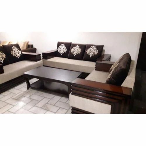 Living Room Sofa Set - Velvet Seat, Solid Wood Legs, Brown & Cream Modern Pillow Back | Customized for Optimum Comfort