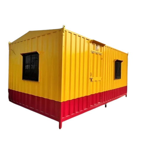 Portable Office Container - 20x10x8.6 ft , Yellow and Red Color with Aluminium Sliding Glass Windows, Weather Proof and 50mm Glass Wool Insulation