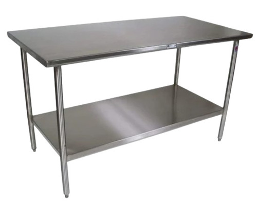 Stainless Steel Kitchen Work Table - 4x2 Feet, Polished Silver Finish with 2 Drawers