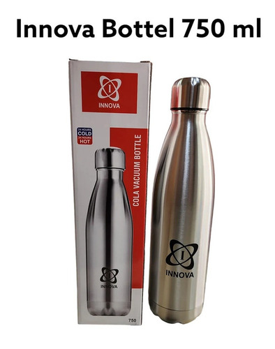 Stainless Steel Innova Vacuum Bottle - 750 Milliliter, Silver Round Shape, Screw Cap Sealing