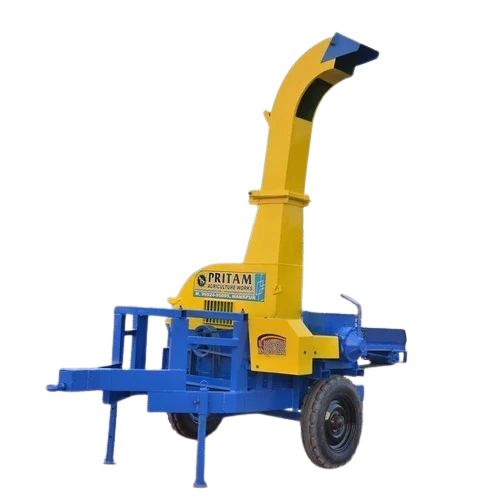 Wood Chipper Machine - 50 hp Electric Motor, Semi Automatic Operation | Durable Vertical Design, 5-6 T/hr Capacity, Yellow-Blue Finish, 1 Year Warranty
