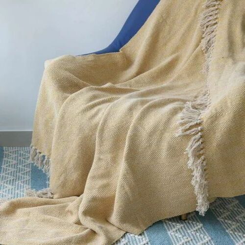Designer Cotton Throw - Striped Pattern Customizable Color with Proper Clipping and Notting for Sofa Bed Couch