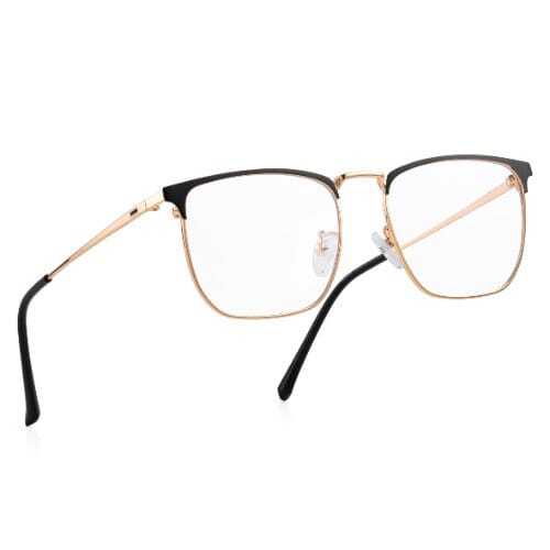 Metal Spectacle Frame - Keyhole Bridge, Rectangular/Oval Lens Shape, Glossy Lightweight Design | Spring Hinge, Scratch Resistant, Brown and Black for Men and Women