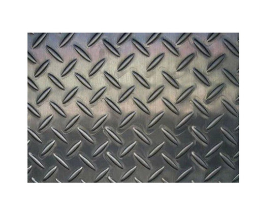 Mild Steel Chequered Plates - E250 Grade, 6mm Hot Rolled Thickness | Silver & Black Color, Perfect for Industrial Applications