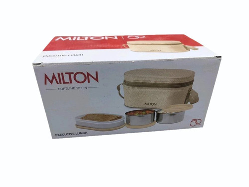 Milton Executive Lunch Box - Stainless Steel, 2 Compartments, Silver | Microwave Safe with Cover, Ideal for Home and Office Use