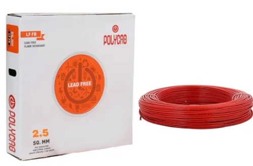 Polycab House Wire - Copper Conductor, 90m Length, Red Color | Flexible Design, Durable Insulation, High Conductivity, Heat Resistant, Lightweight, Easy Installation, Weather Resistant, Voltage Rated, Multi-Purpose Use, Flame Retardant