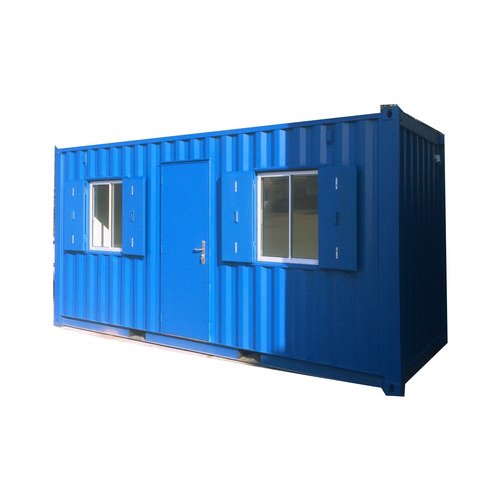 Prefabricated Office Container - Rectangular Panel Build | Durable Blue Design for Industrial Plant and Office Use