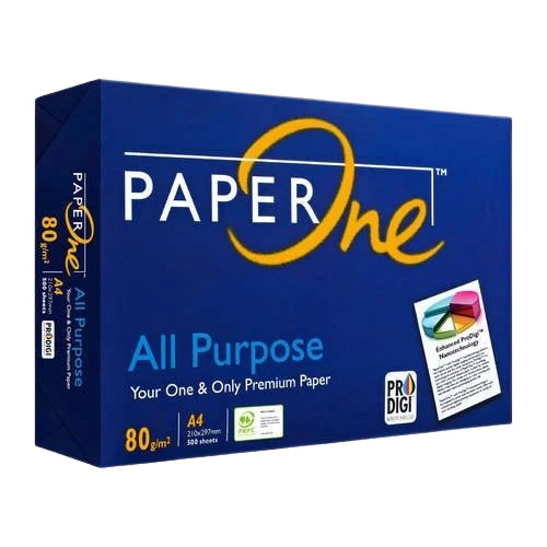 Paper One - A4 Size Copier Paper, 500 Sheets Per Pack | 80 GSM, White Color for Printing and Photocopying