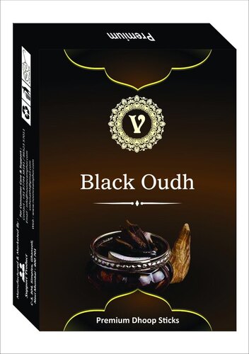 Black Oudh Dhoop Sticks - Wood, 4 Inches Length, Brown Color | Floral Fragrance, Insect Resistant, Includes Incense Holder