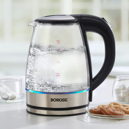 Electric Kettle - Borosilicate Glass, 1.8L Capacity, 360° Rotating Base , Quick Boiling with Dry-Boil Protection and Extra Long Power Cord