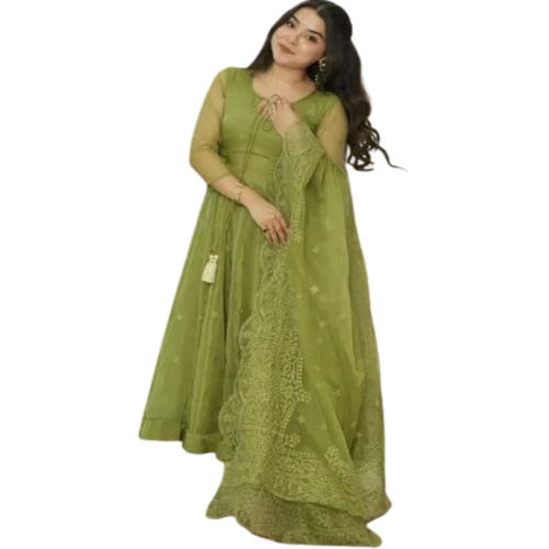 Green Worked Anarkali Suit Set