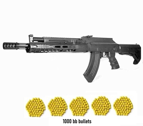 Long Plastic BB Bullet Toy Gun - ABS Lightweight Design, 68 cm Length, Black Color | Spring-Loaded or Battery-Operated, Adjustable Sights for Accuracy