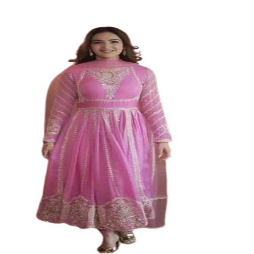 Pink Heavily Embroided Anarkali Suit