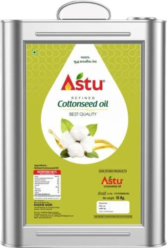 Refined Cottonseed Oil - 15 Liter Tin, Pure Vegetarian, FSSAI Certified | No Added Preservatives, Ideal for Cooking
