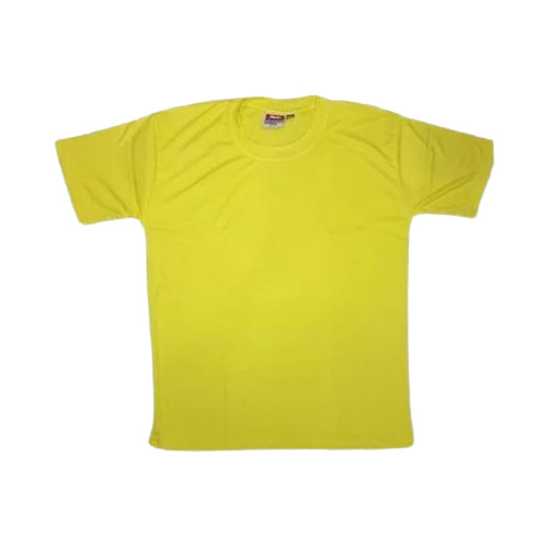 Yellow Cotton Sports T Shirts - Light Weight, Breathable, M-S-XL-L Sizes | Very Good Quality, Washable, Plain Design for Men, Ideal for Summer Cricket