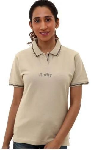 Beige Polo T-Shirt - Cotton, Size M/S/XS/XXS | Colorfast, Moisture-Wicking, Stylish Casual Wear, Fade Resistant, High Durability