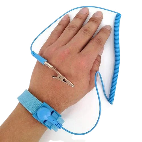 Clip Antistatic Wrist Band - PVC Material, Surface Resistance 10e6-10e9, Blue Color | Unisex Design for Automotive, Electronics & Lab Use
