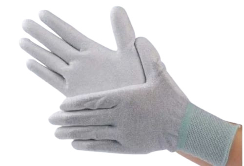 PU Plam Coated Gloves - Free Size, Grey | Disposable, Full Fingered, Quick Dry, Waterproof, Breathable