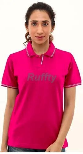 Half Sleeve Polo T Shirt - Nylon, XXS-XXL Sizes, Pink Color | Fade Resistant, Reinforced Seams, High Durability, Elegant Design, Tag-free Comfort