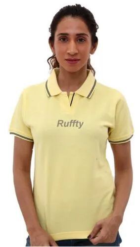 Lemon Yellow Polo T-Shirt - Cotton Fabric, Size M/S/XS/XXS | Comfortable Fit, Lightweight Design, Durable Stitching, Quick-Dry Technology, Easy Maintenance