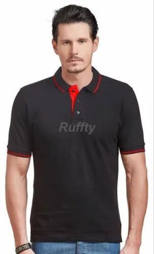 Mens Black Polo T Shirt - Cotton Material Sizes XS to M Classic Collar Short Sleeves | Lightweight Breathable Durable Stitching Stylish Look Easy Maintenance