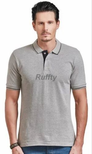 Mens Cotton Polo T Shirt - Premium Quality Lightweight Cotton, Short Sleeves, Classic Collar, Stylish Look, Breathable Material, Durable Stitching, Easy Maintenance, Plain Grey Color
