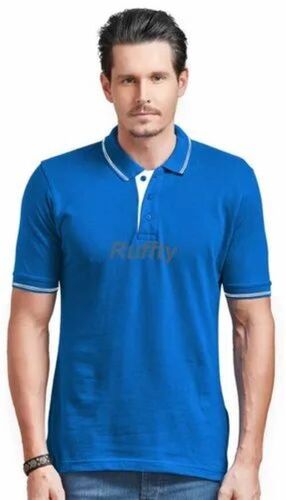 Premium Cotton Mens Short Sleeve Polo T-Shirt - XXS, XS, S, M | Lightweight, Breathable, Durable Stitching, Stylish Look, Easy Maintenance, Classic Collar, Buttoned Placket, Plain Blue